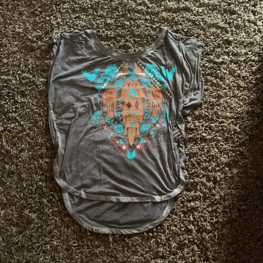 Grey rock and roll brand top